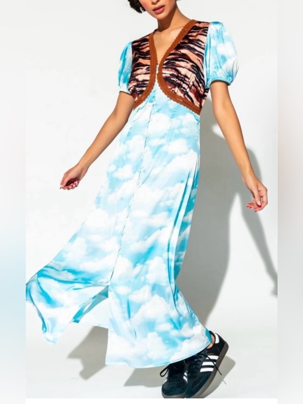 Dressed In LALA “Serendipitous Dress in Tiger + Cloud” Size S EUC